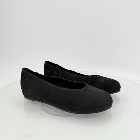 Eileen Fisher Womens Una Hidden Wedge Ballet Flats Sz 6.5 Black Suede Round Toe - Picture 2 of 15